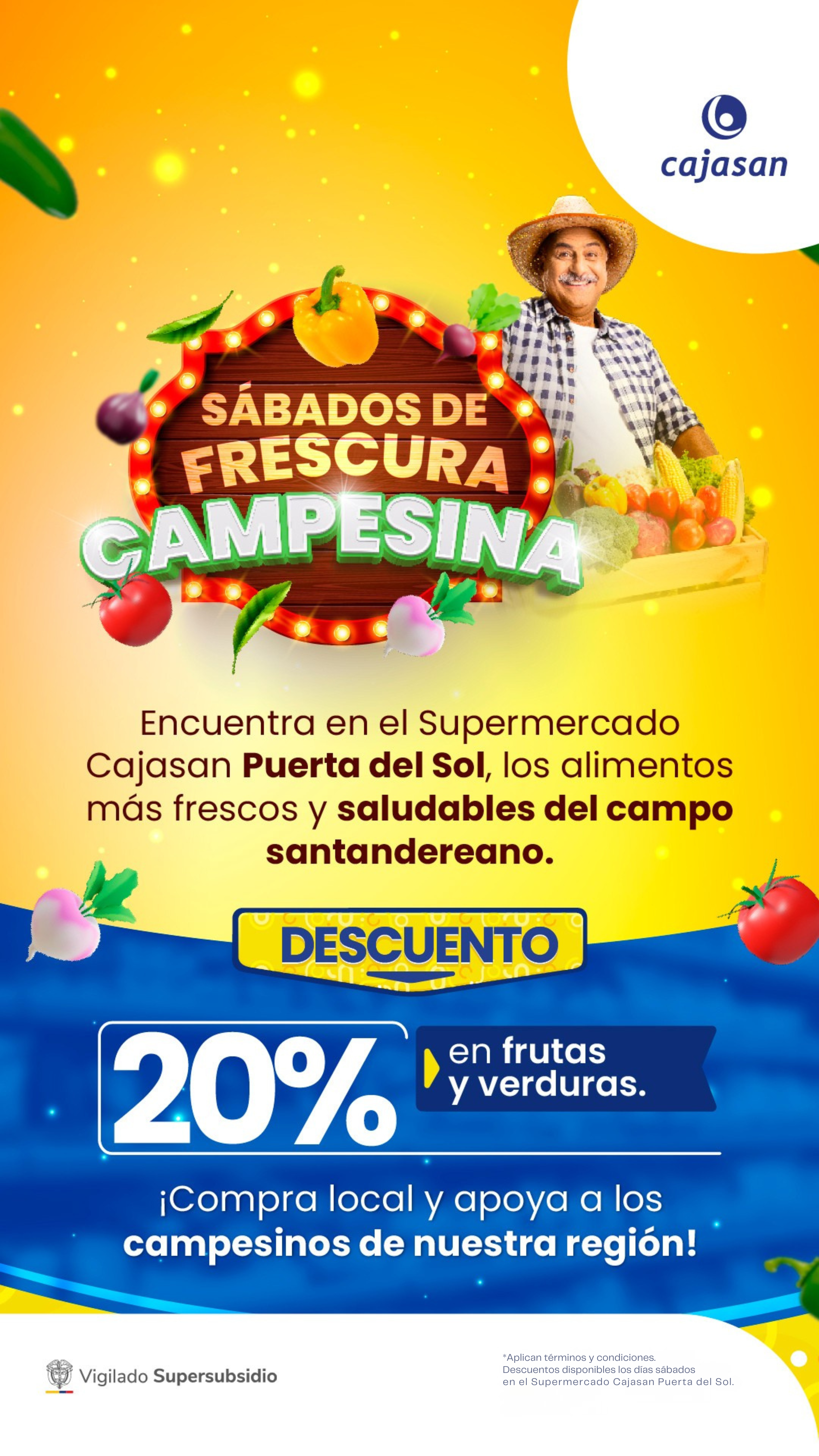 Frescura Campesina en Cajasan: 20% de descuento en frutas y verduras supermercado Puerta del Sol