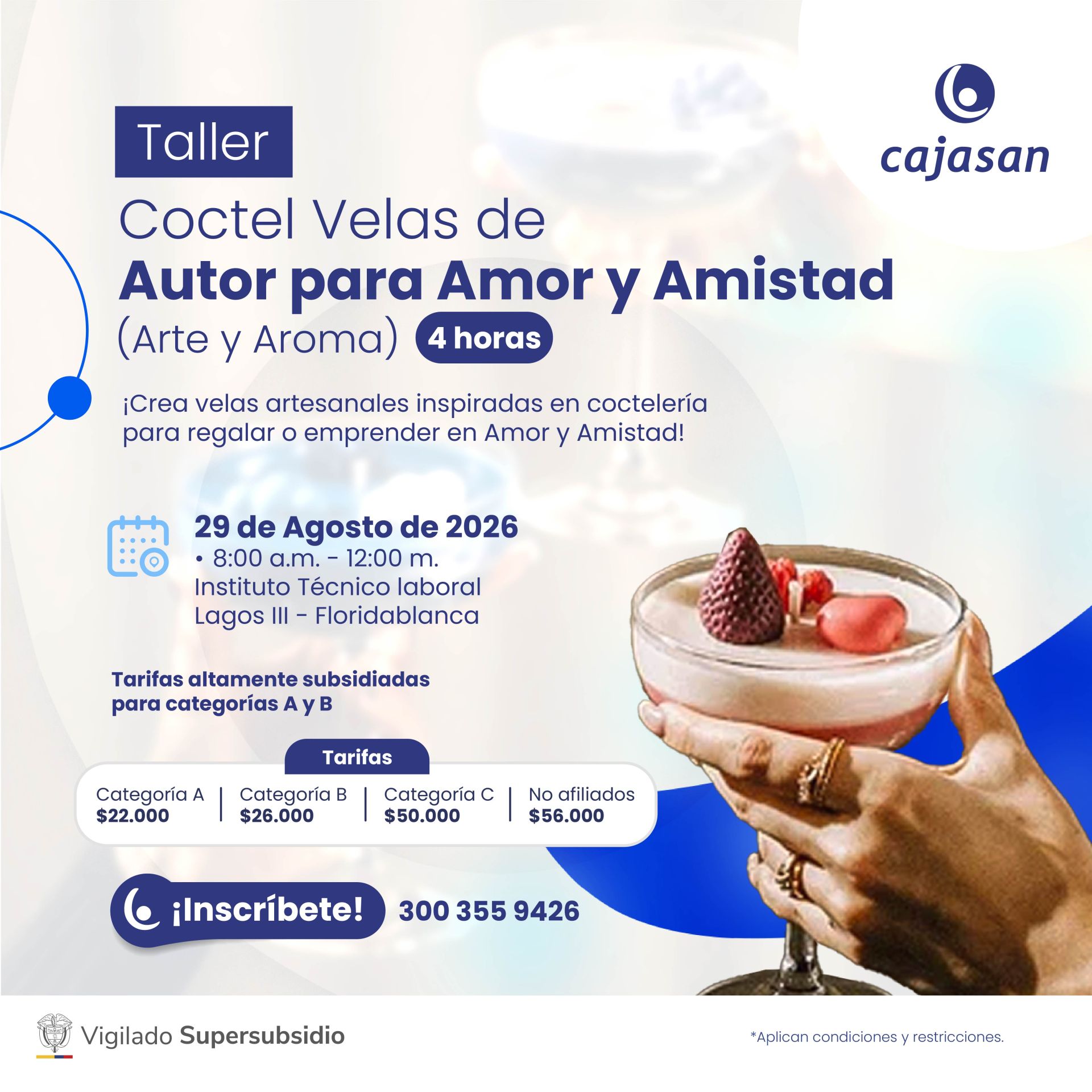Taller Cóctel Velas de Autor para Amor y Amistad