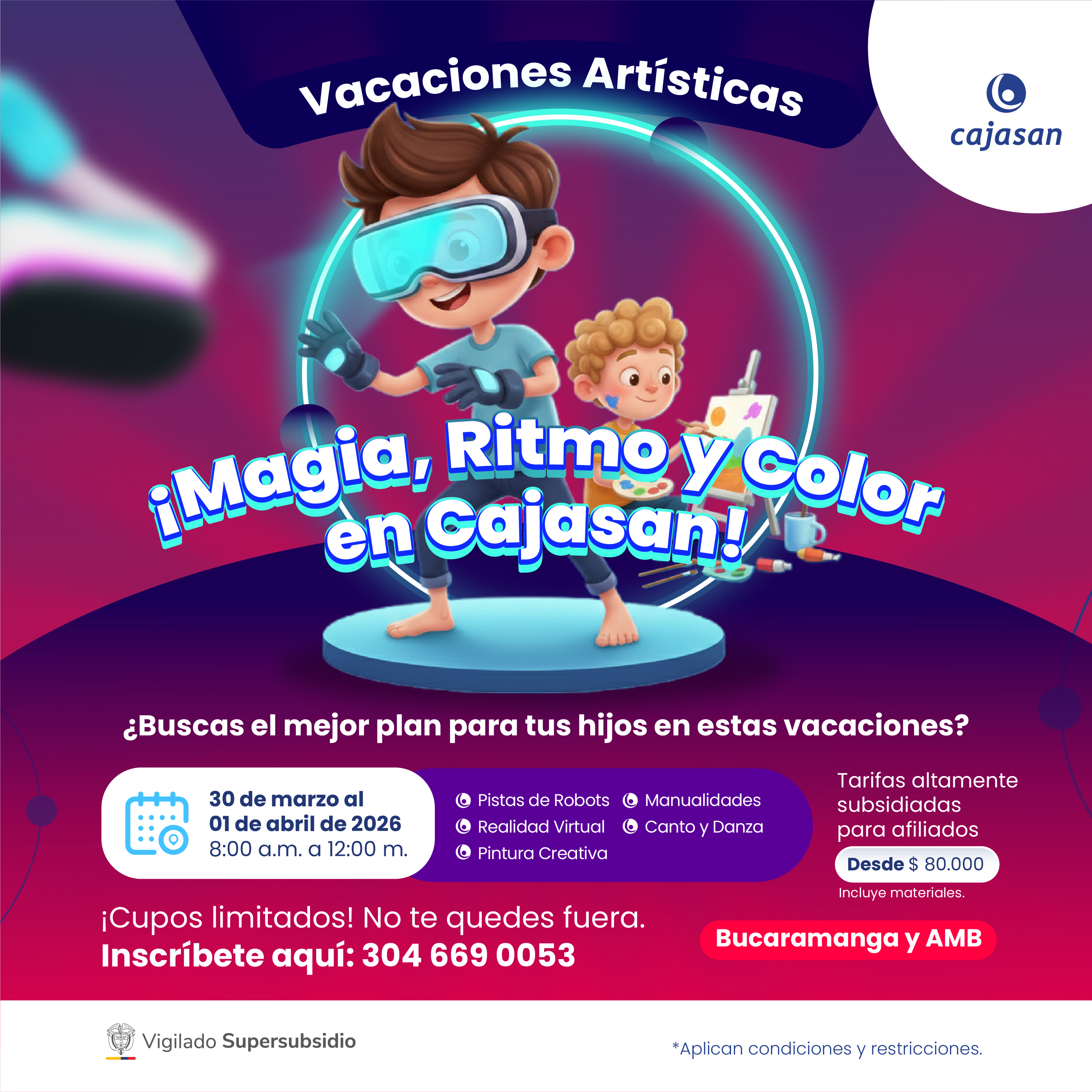 Vacaciones Artísticas Cajasan: Magia, Ritmo y Color