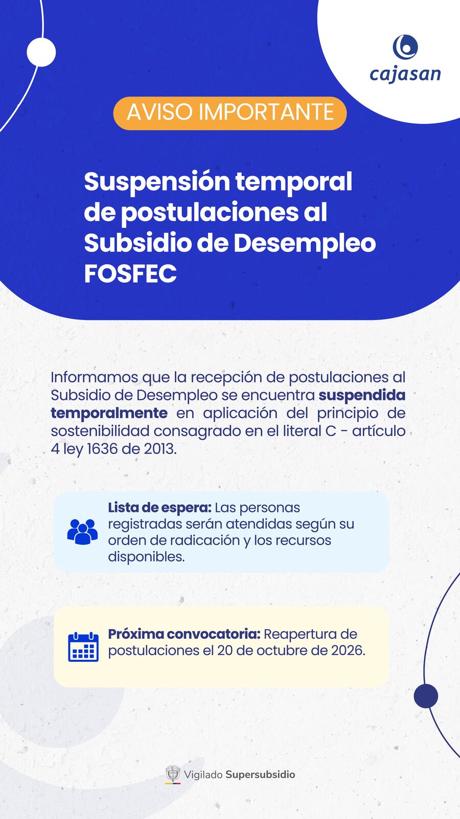 Postúlate al Subsidio al Desempleo con Cajasan
