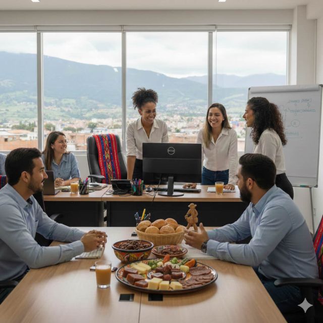Equipo de trabajo participando en una reunión de desarrollo empresarial y fortalecimiento organizacional con apoyo de Cajasan