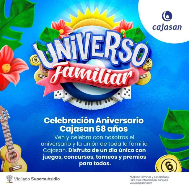 Universo Familiar Cajasan, celebración de aniversario con juegos, concursos y premios para toda la familia