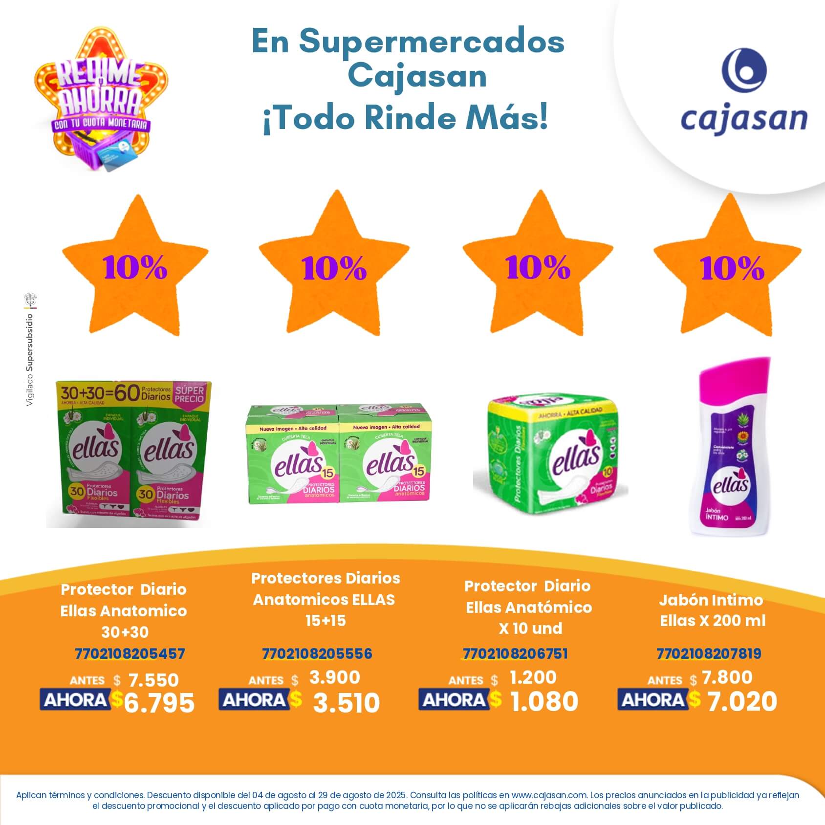 Promoción Redime y Ahorra en Supermercados Cajasan agosto 2025 con descuentos en productos