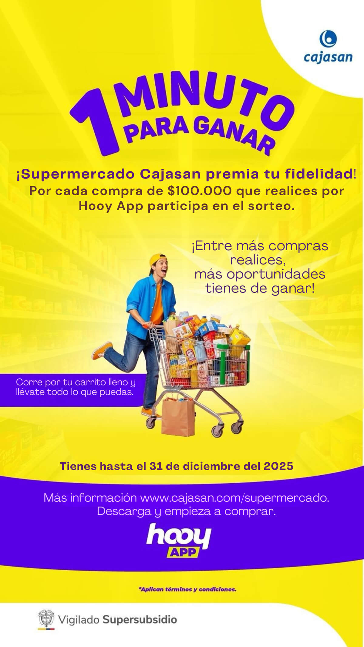 Promoción 1 Minuto para Ganar Cajasan: participa por tus compras en Hooy App y gana llenando tu carrito en un minuto