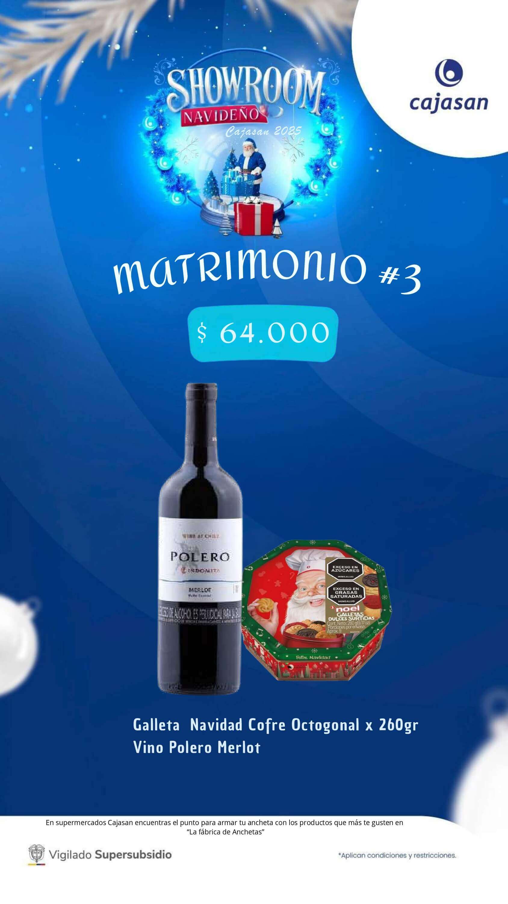 Catálogo de anchetas navideñas Cajasan 2025 con diferentes combinaciones de productos y precios para regalar y compartir en Navidad