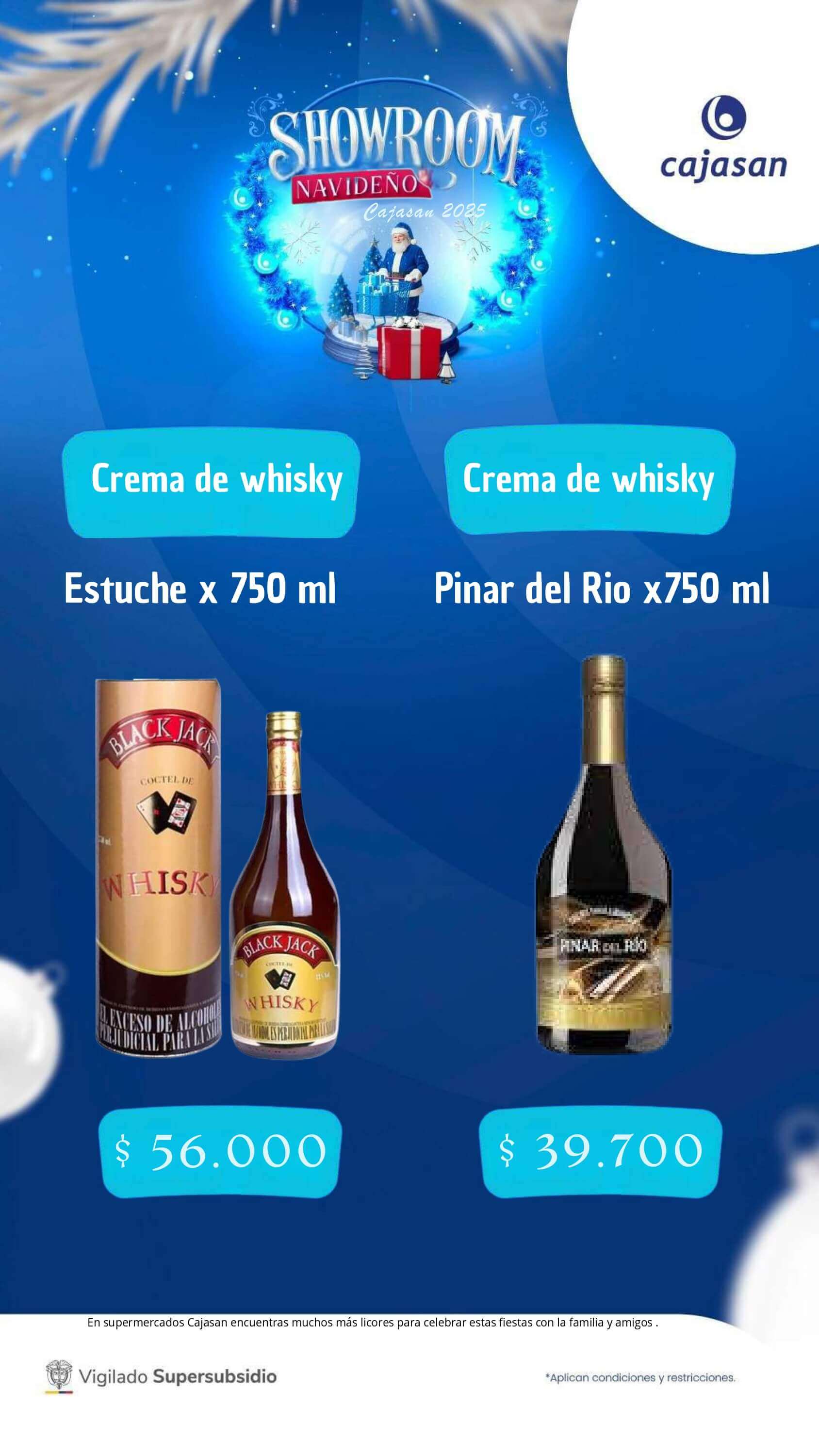 Catálogo de anchetas navideñas Cajasan 2025 con diferentes combinaciones de productos y precios para regalar y compartir en Navidad