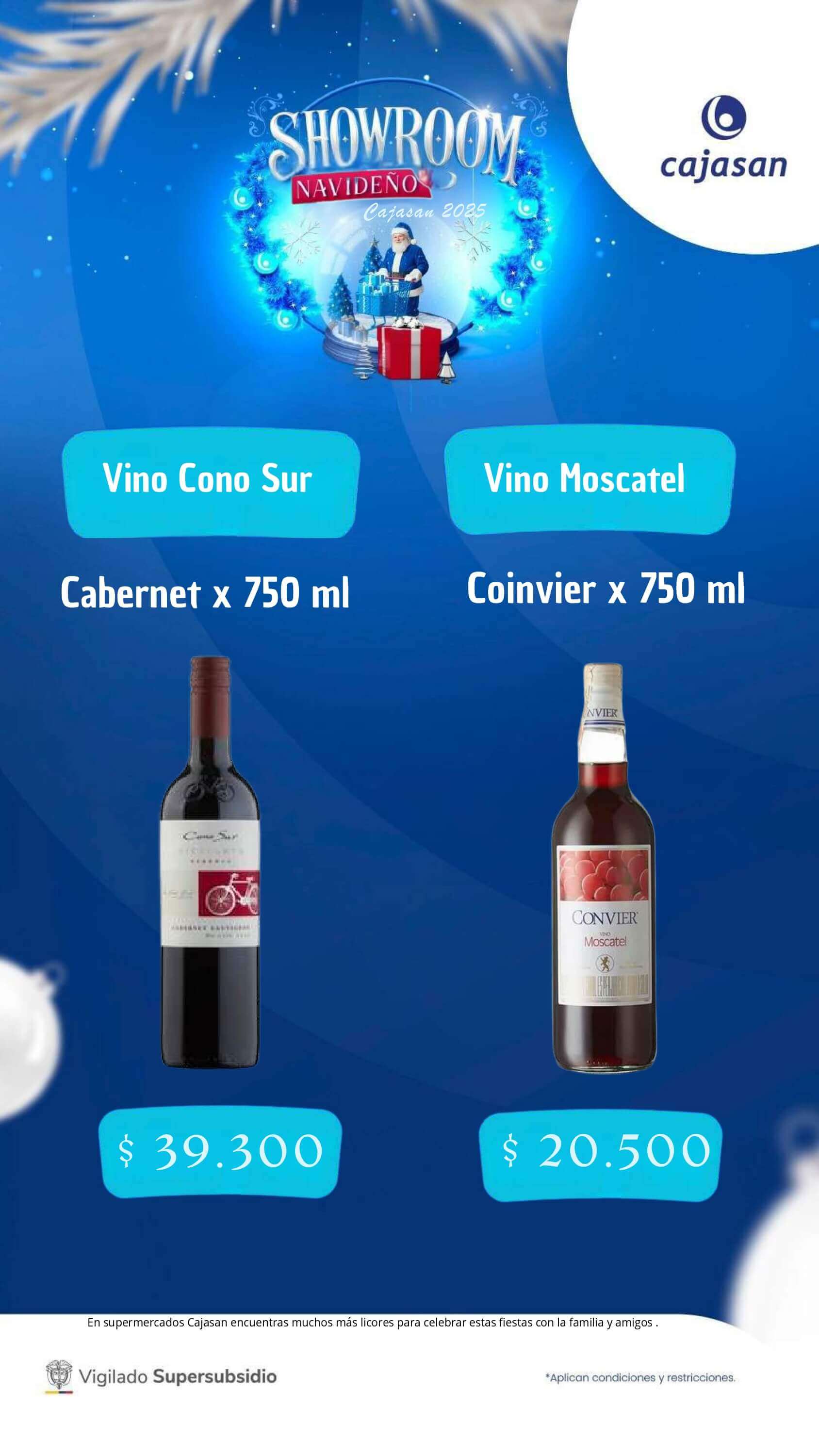 Catálogo de anchetas navideñas Cajasan 2025 con diferentes combinaciones de productos y precios para regalar y compartir en Navidad