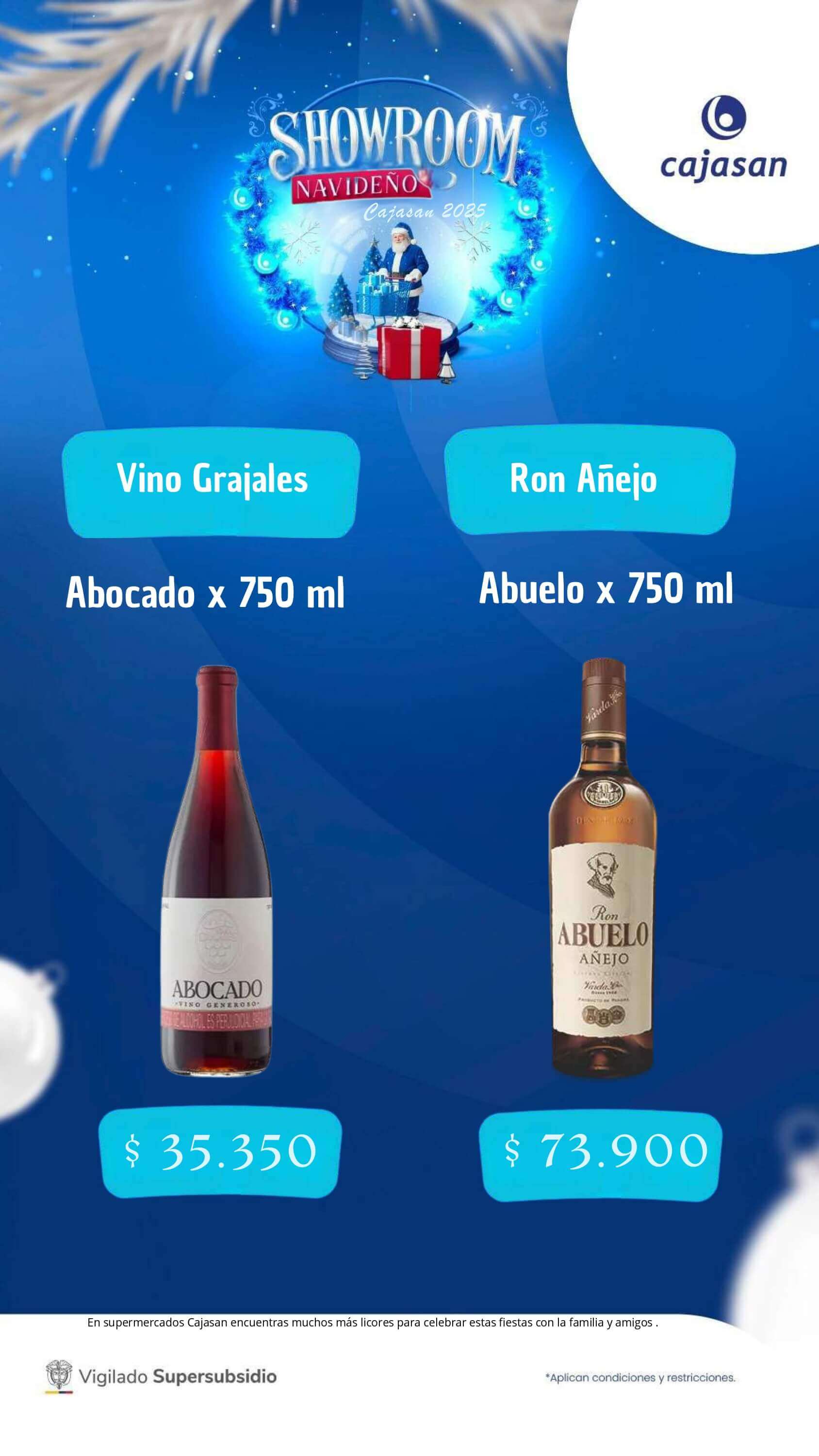 Catálogo de anchetas navideñas Cajasan 2025 con diferentes combinaciones de productos y precios para regalar y compartir en Navidad