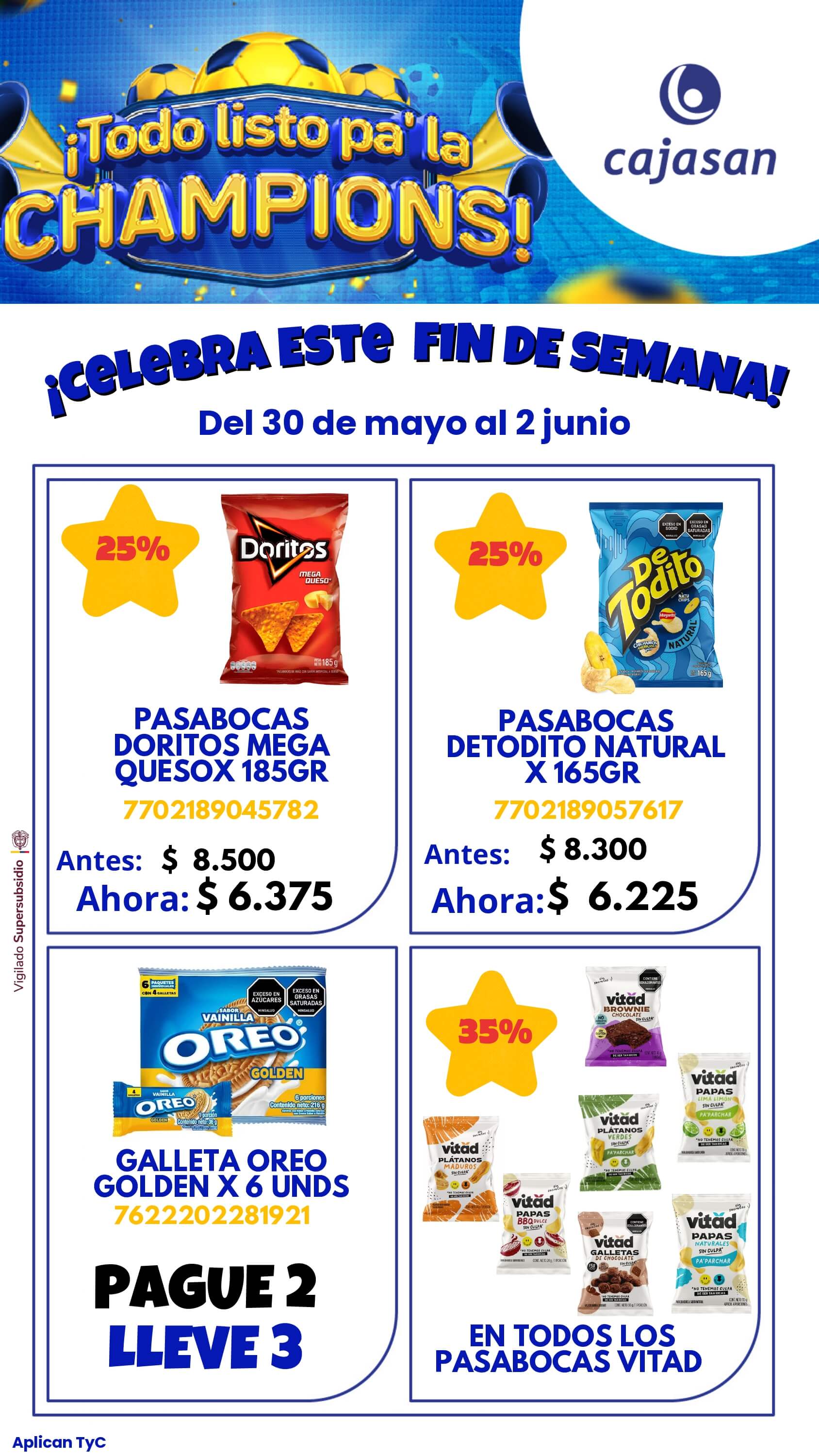Promoción Champions en Cajasan del 30 de mayo al 2 de junio de 2025