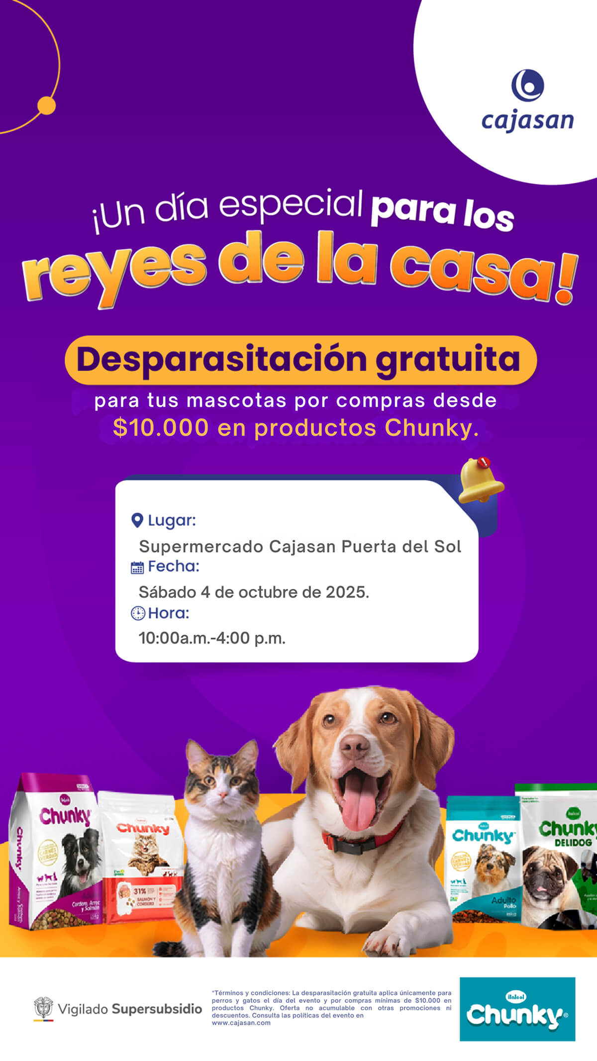 Jornada gratuita de desparasitación para mascotas con Chunky en Cajasan