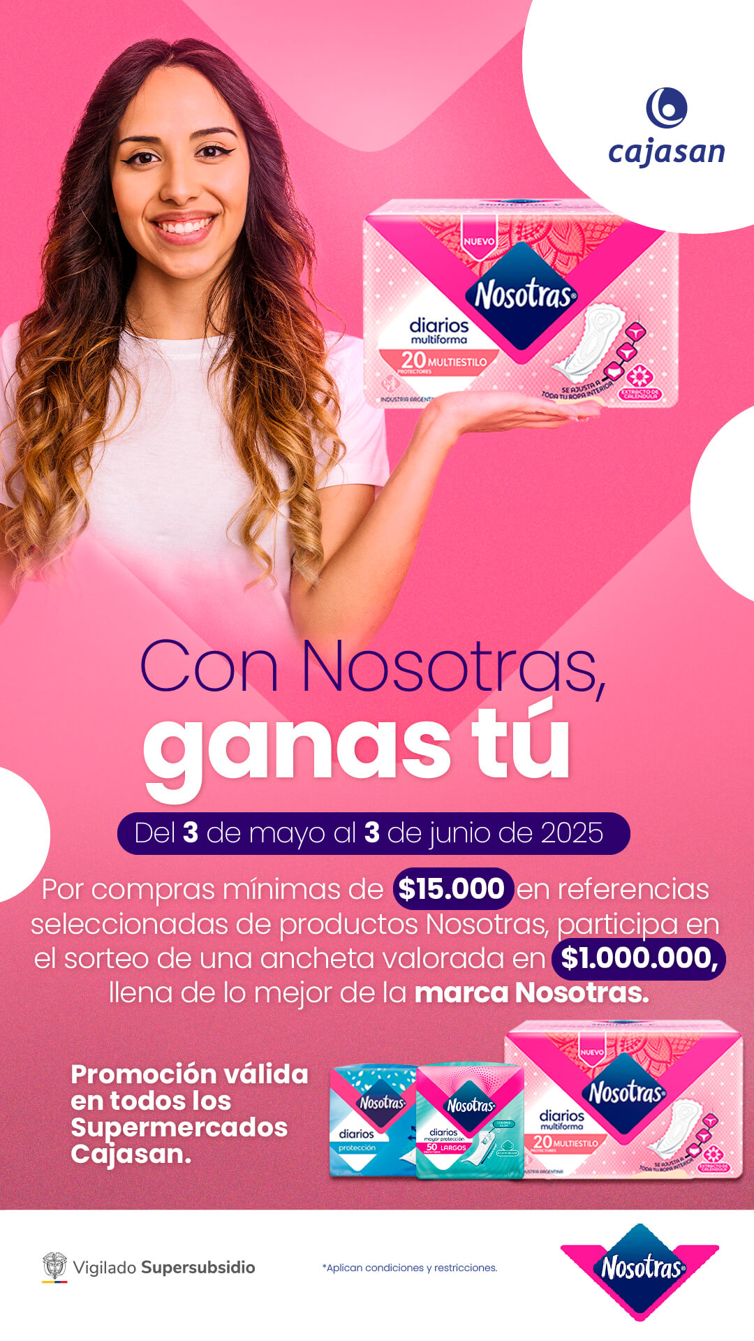 Promoción Nosotras en Cajasan: participa por una ancheta por compras desde $15.000.
