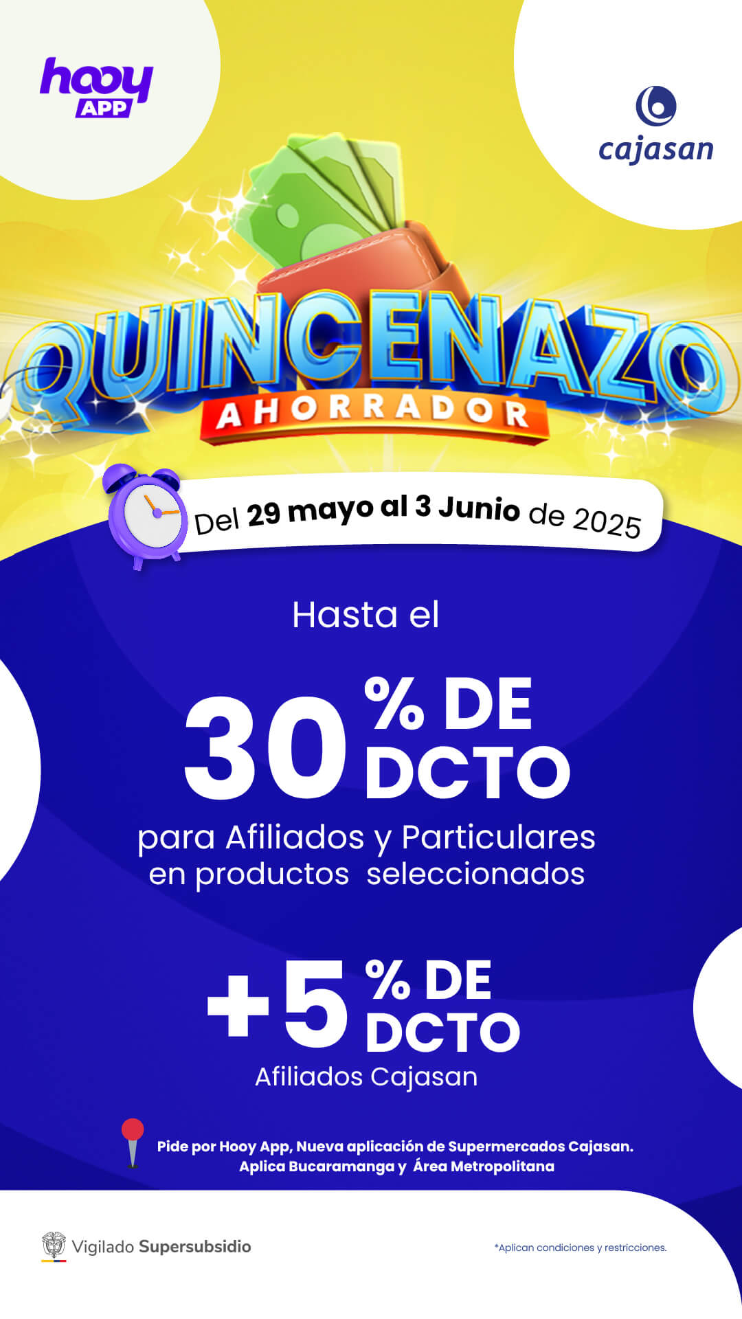 Quincenazo Ahorrador Cajasan del 29 de mayo al 3 de junio de 2025: hasta 35% de descuento en productos seleccionados con Hooy App