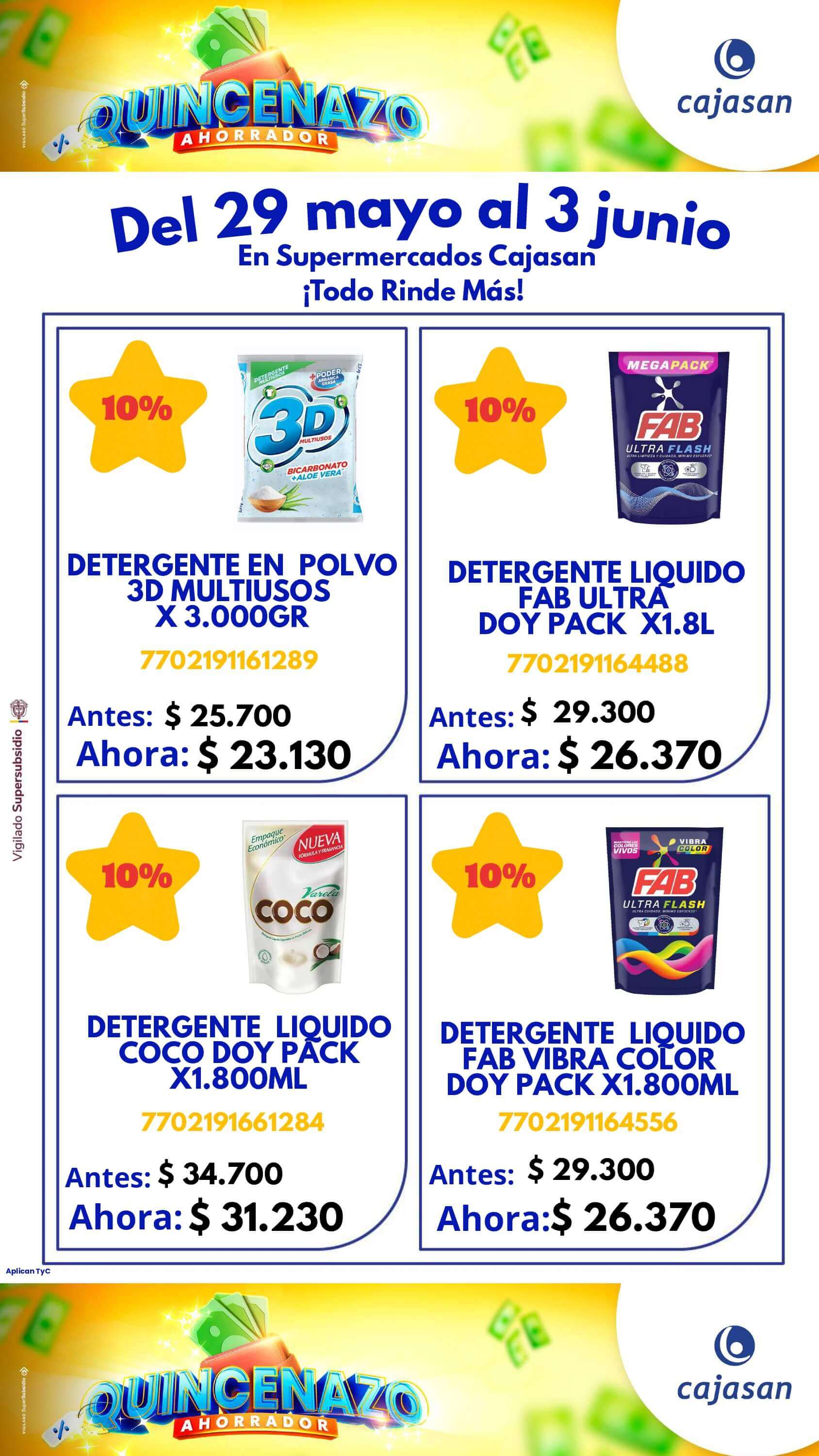 Ofertas del Quincenazo Cajasan: 20% de descuento del 29 de mayo al 3 de junio de 2025