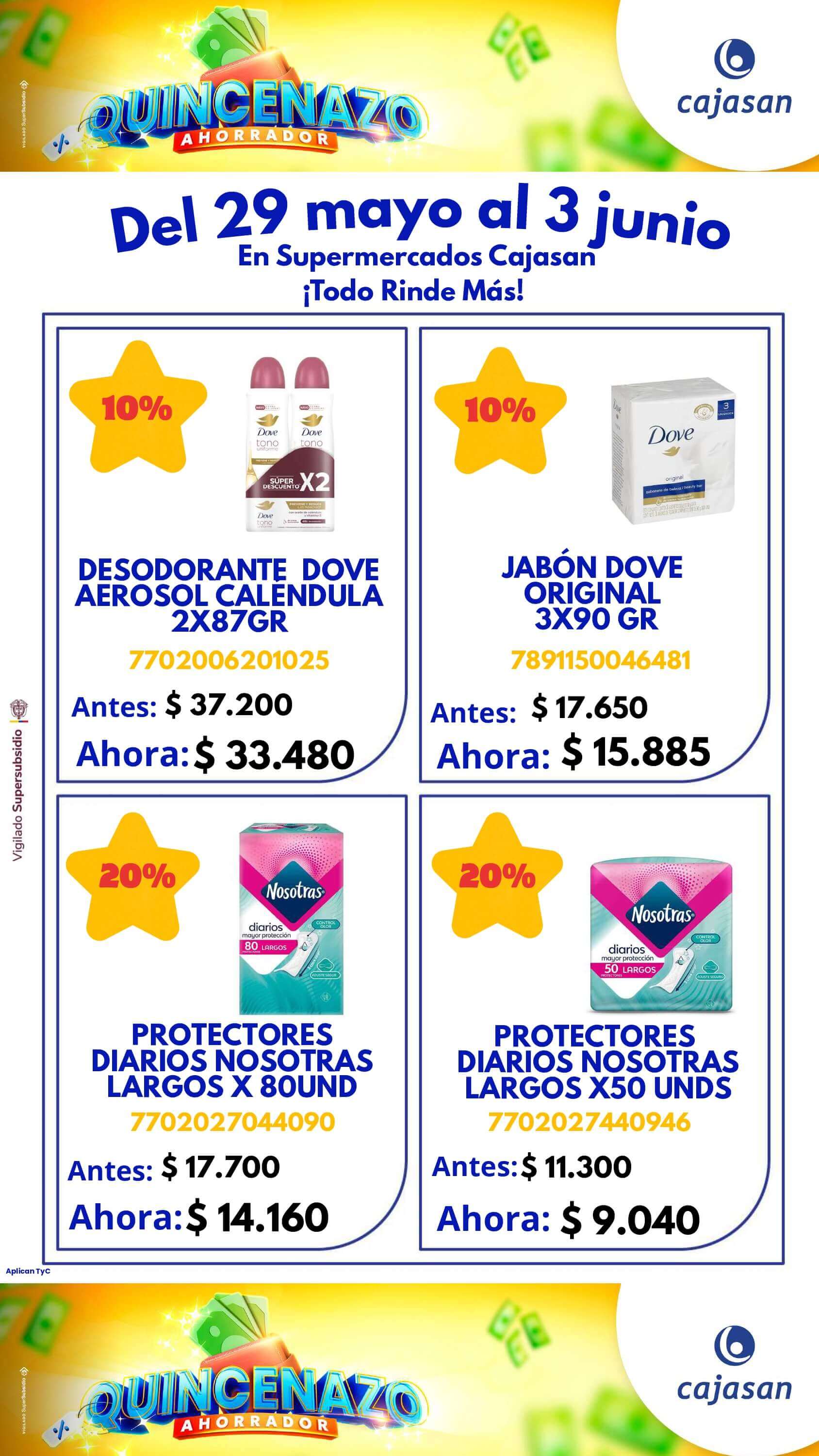 Ofertas del Quincenazo Cajasan: 20% de descuento del 29 de mayo al 3 de junio de 2025