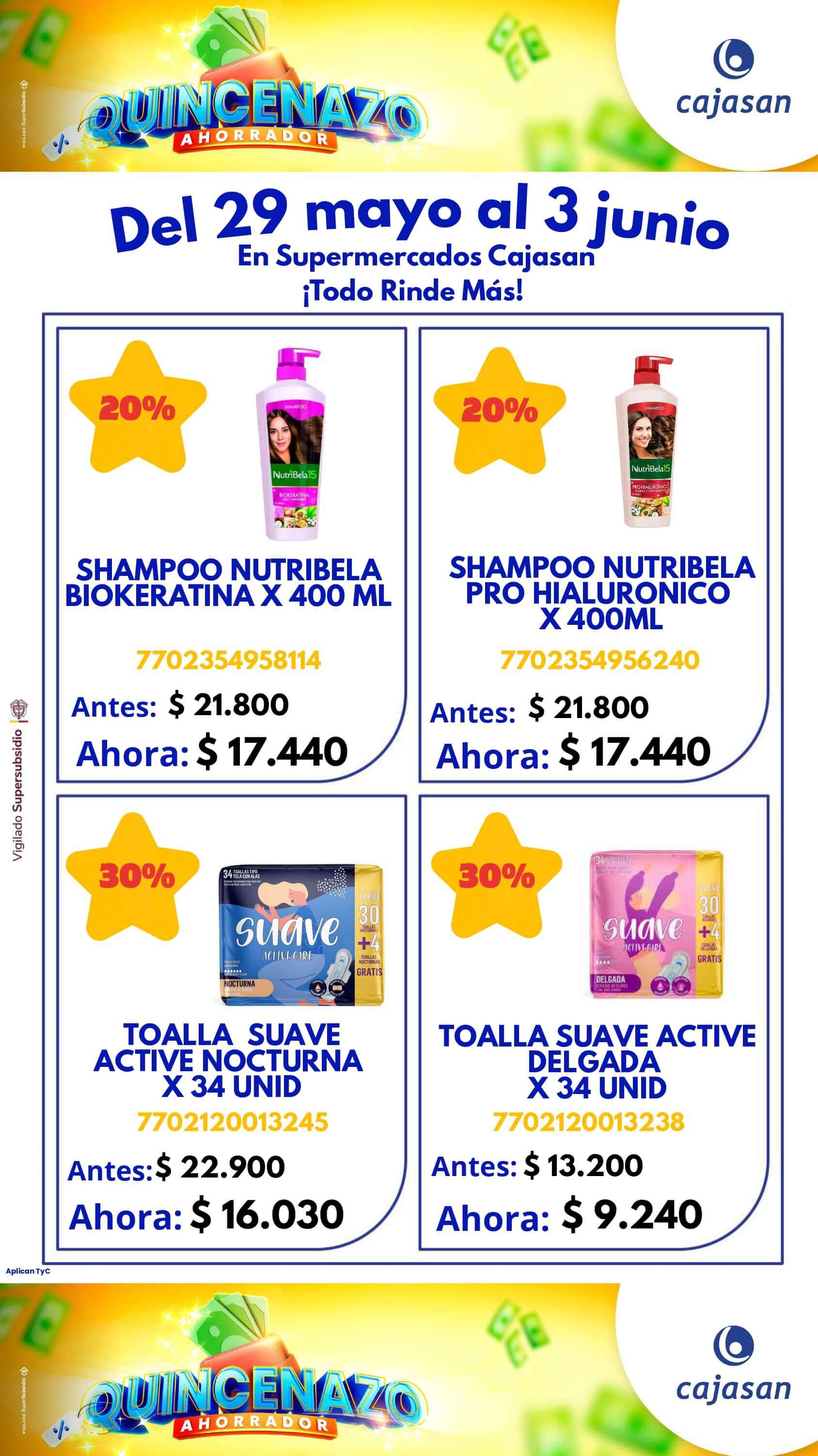 Ofertas del Quincenazo Cajasan: 20% de descuento del 29 de mayo al 3 de junio de 2025