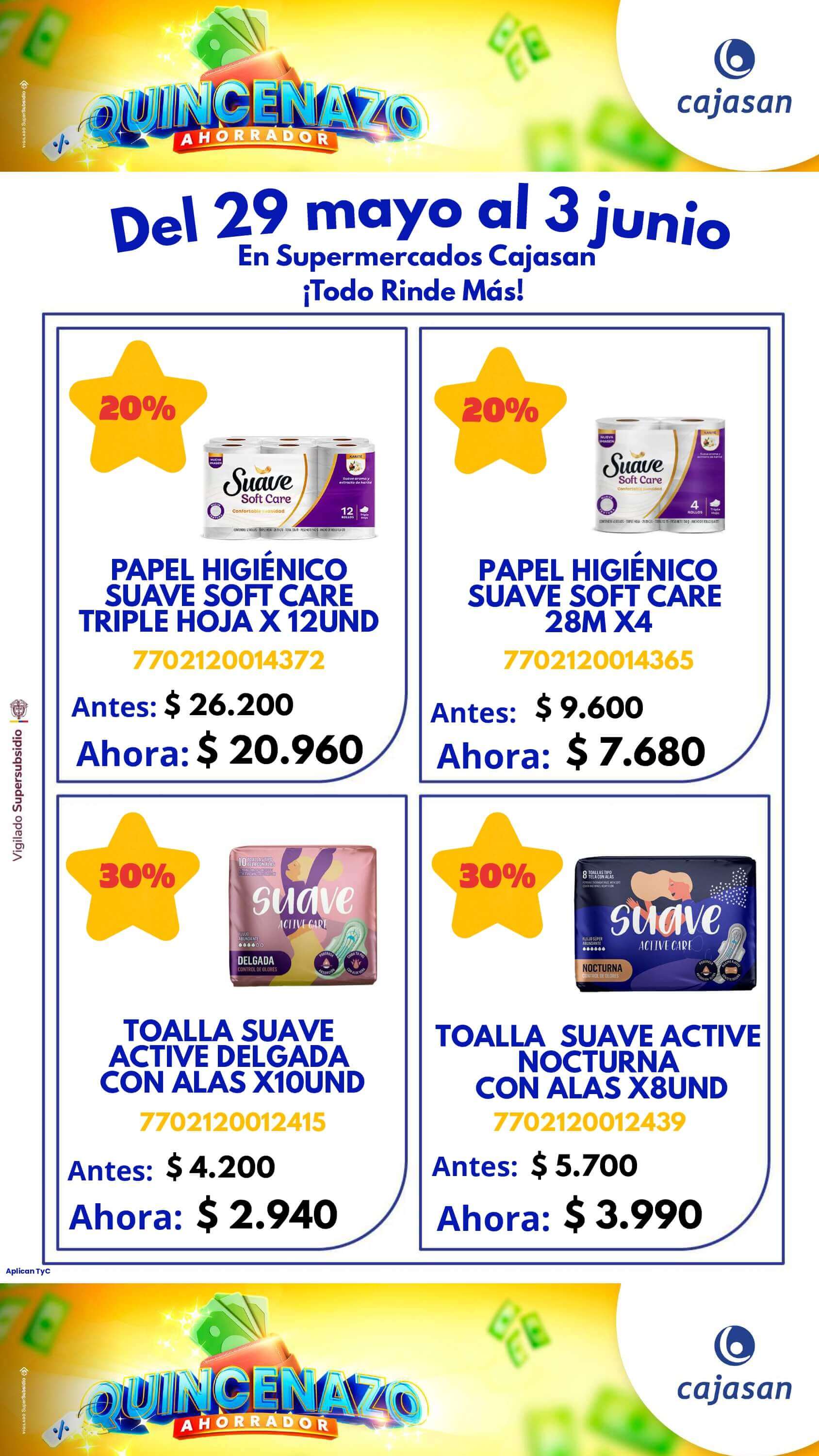 Ofertas del Quincenazo Cajasan: 20% de descuento del 29 de mayo al 3 de junio de 2025