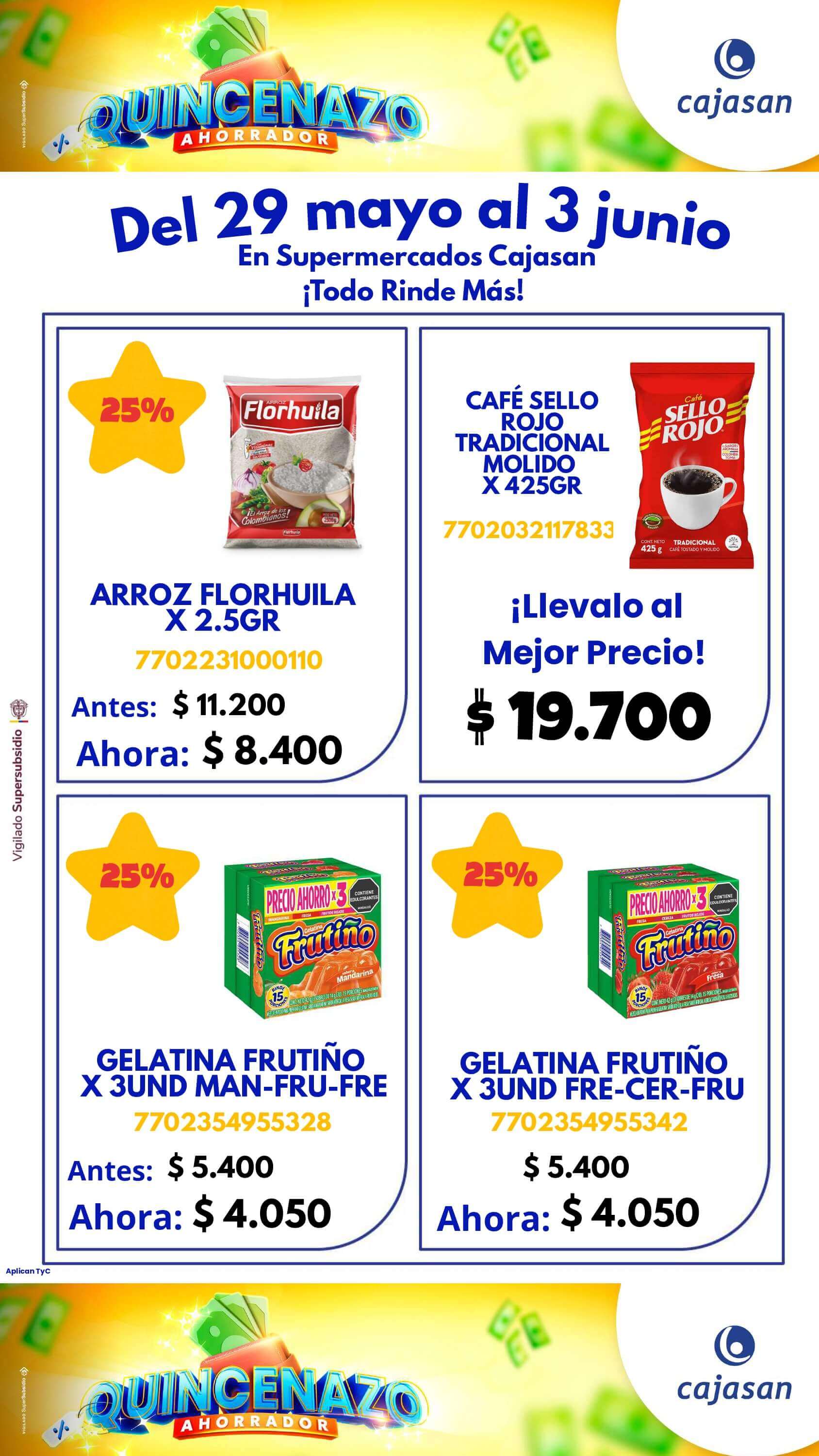 Ofertas del Quincenazo Cajasan: 20% de descuento del 29 de mayo al 3 de junio de 2025