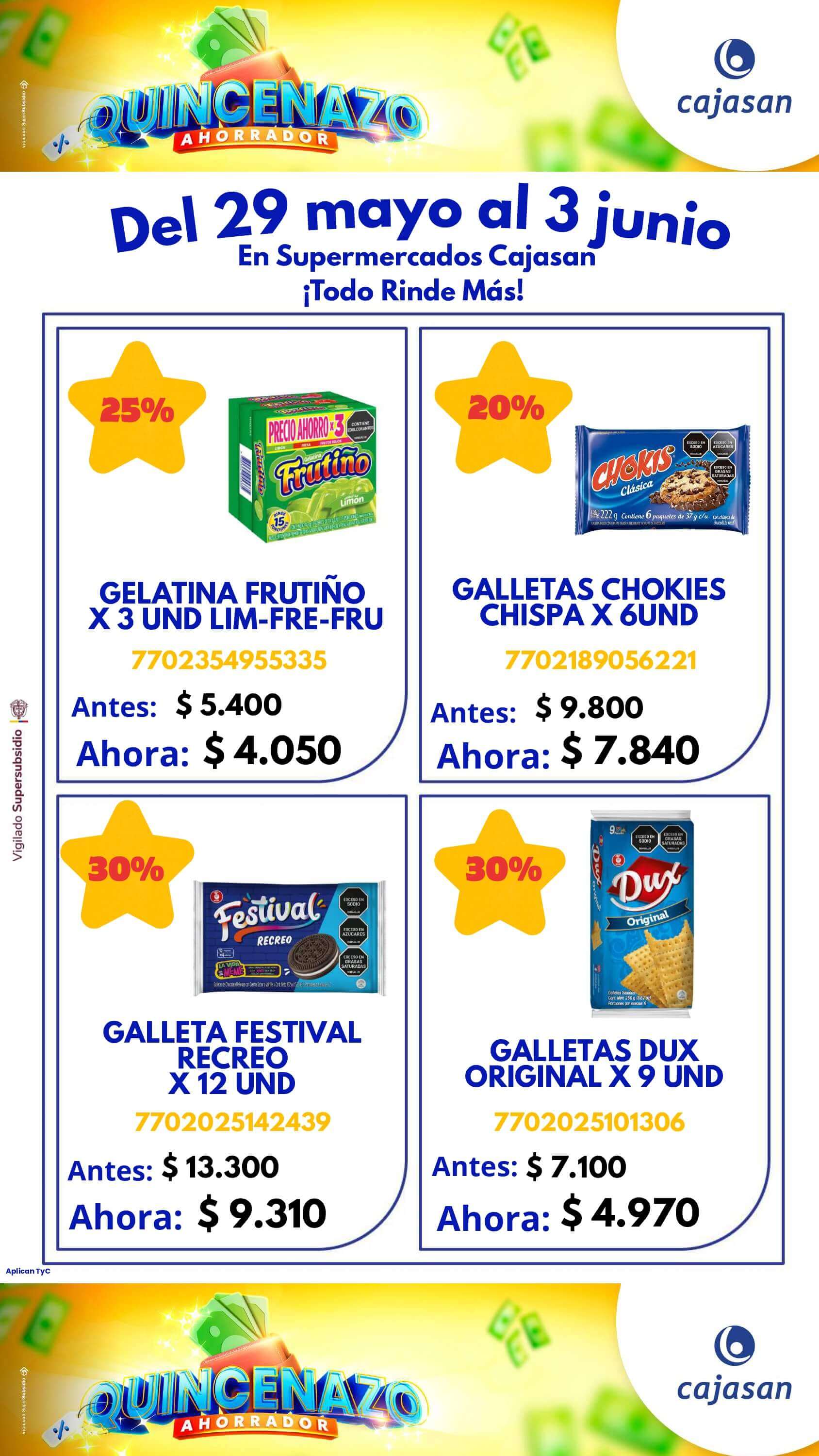 Ofertas del Quincenazo Cajasan: 20% de descuento del 29 de mayo al 3 de junio de 2025