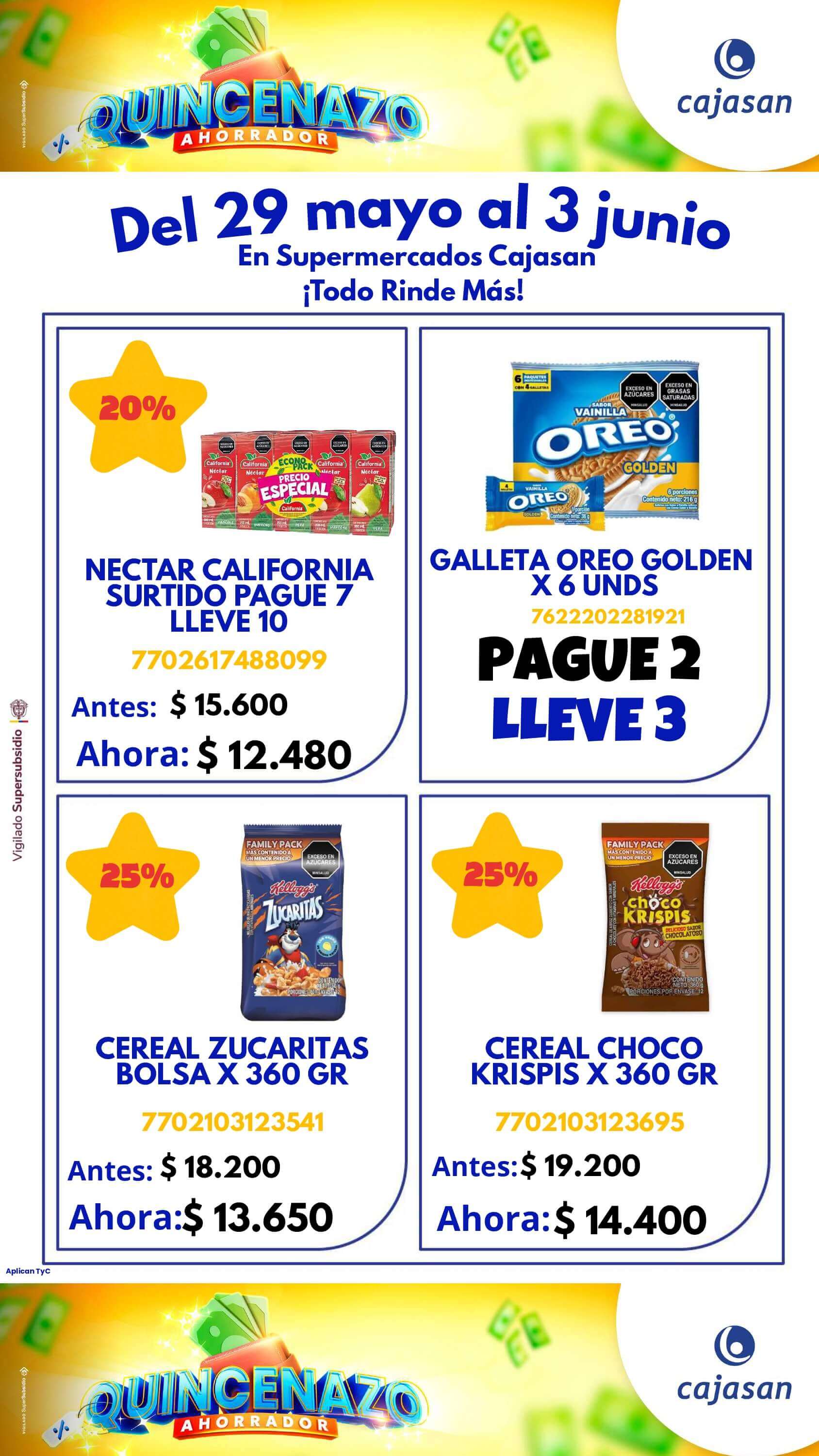 Ofertas del Quincenazo Cajasan: 20% de descuento del 29 de mayo al 3 de junio de 2025