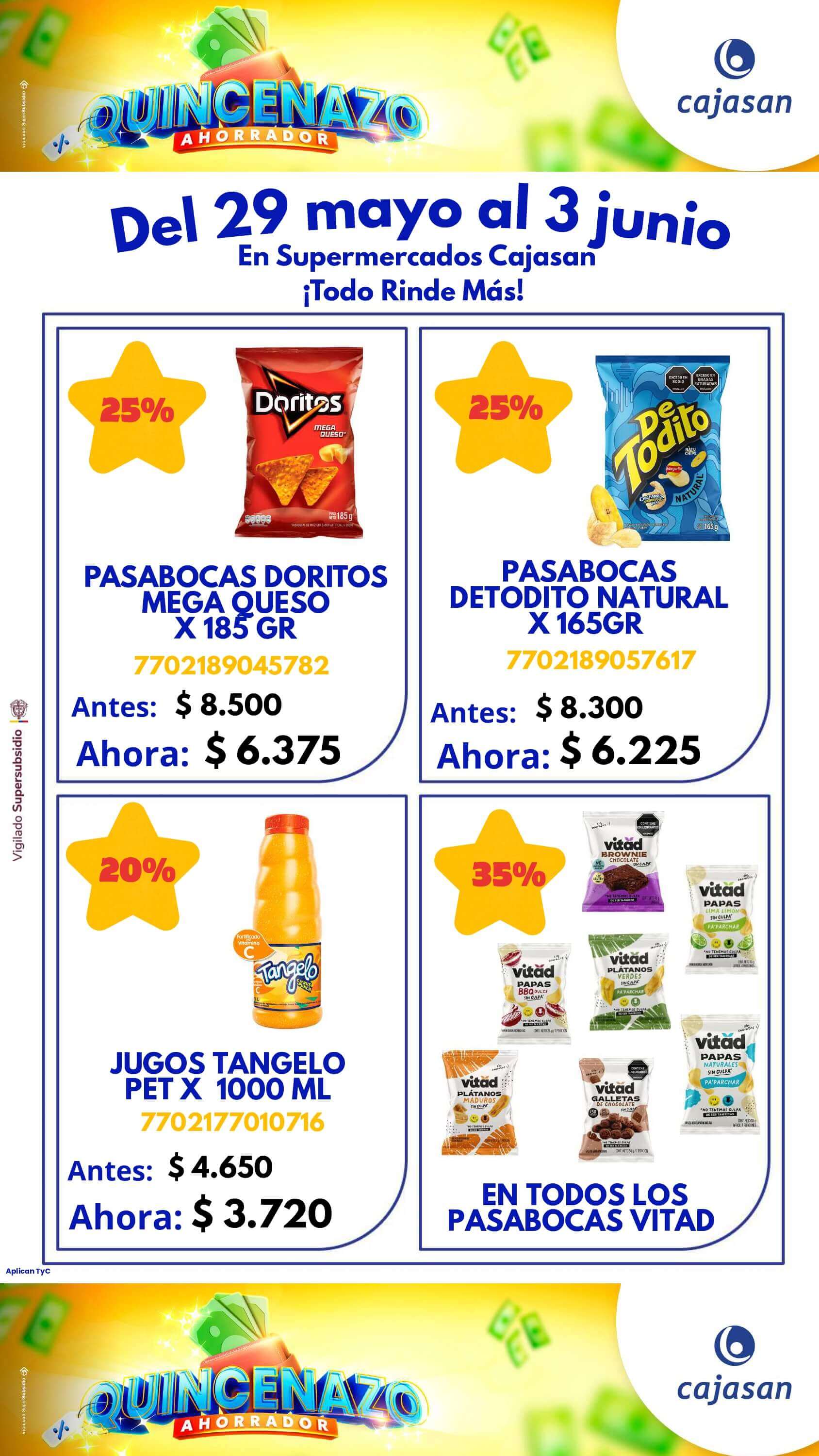 Ofertas del Quincenazo Cajasan: 20% de descuento del 29 de mayo al 3 de junio de 2025