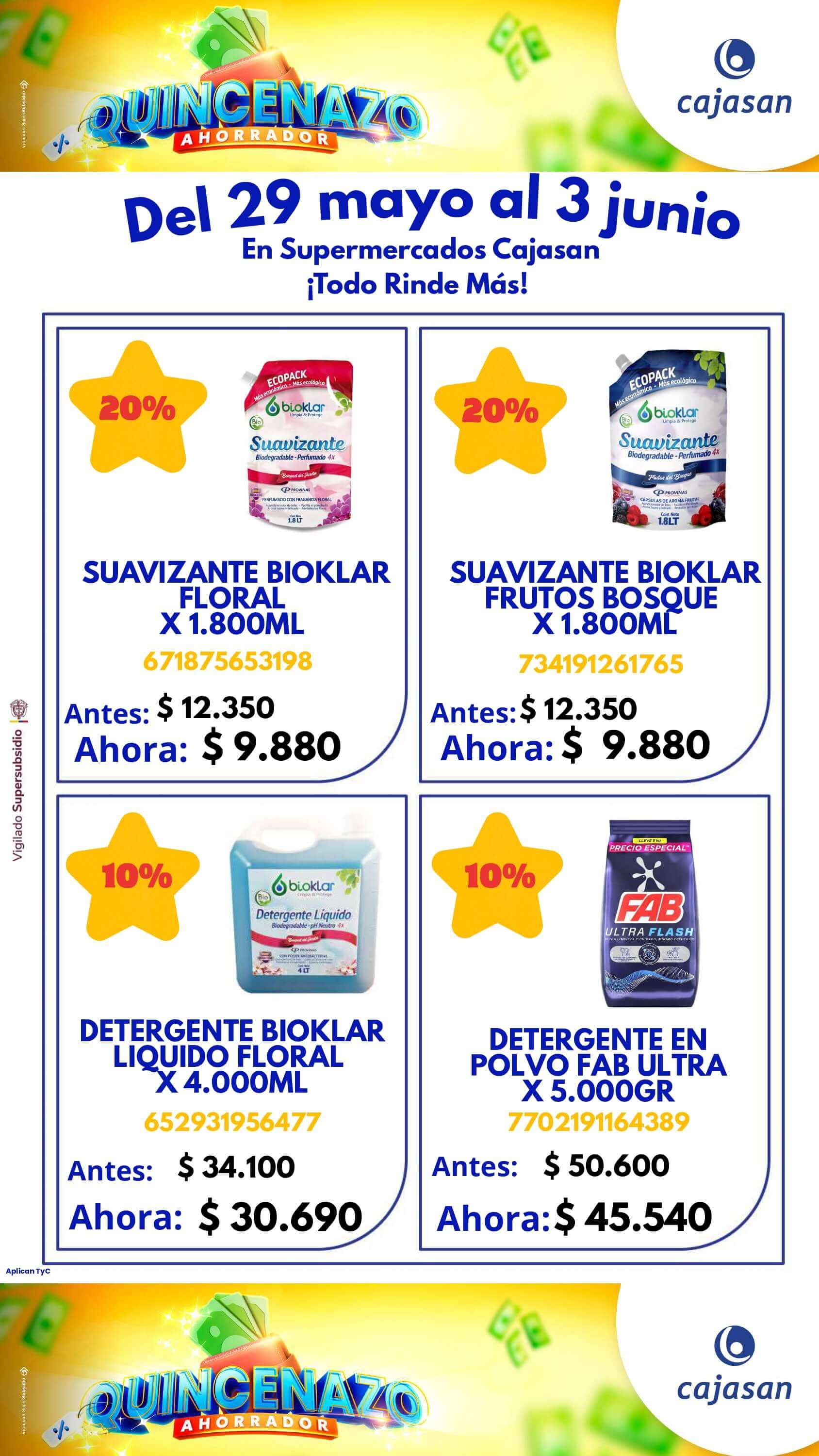 Ofertas del Quincenazo Cajasan: 20% de descuento del 29 de mayo al 3 de junio de 2025