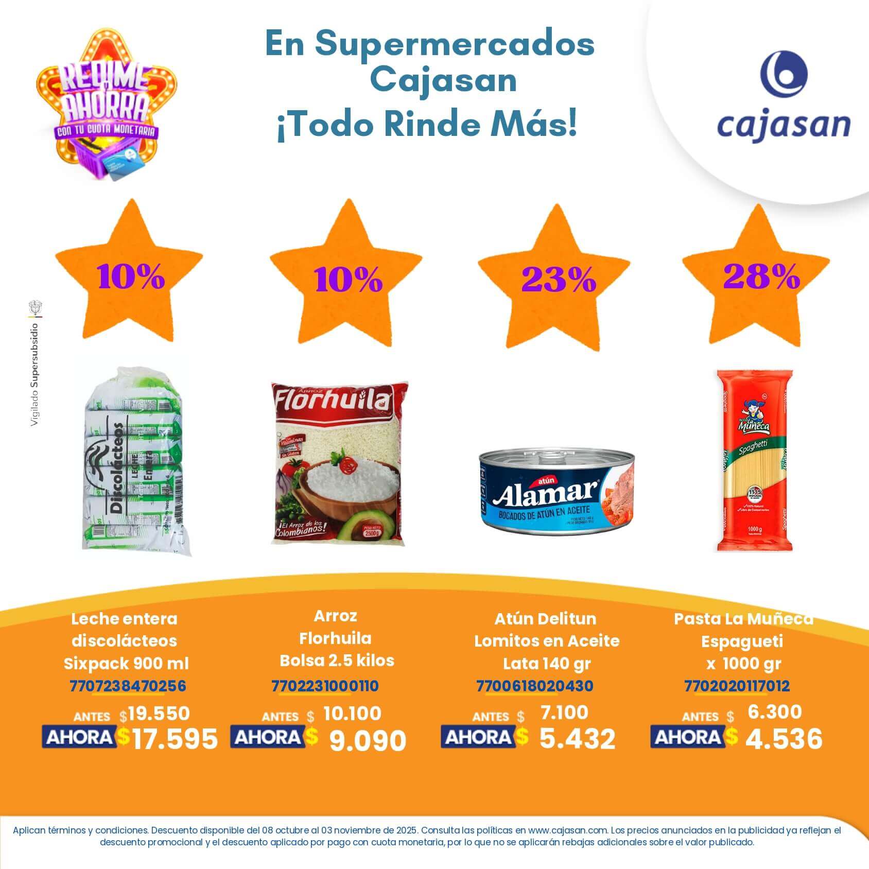 Descuentos en productos seleccionados en Supermercados Cajasan