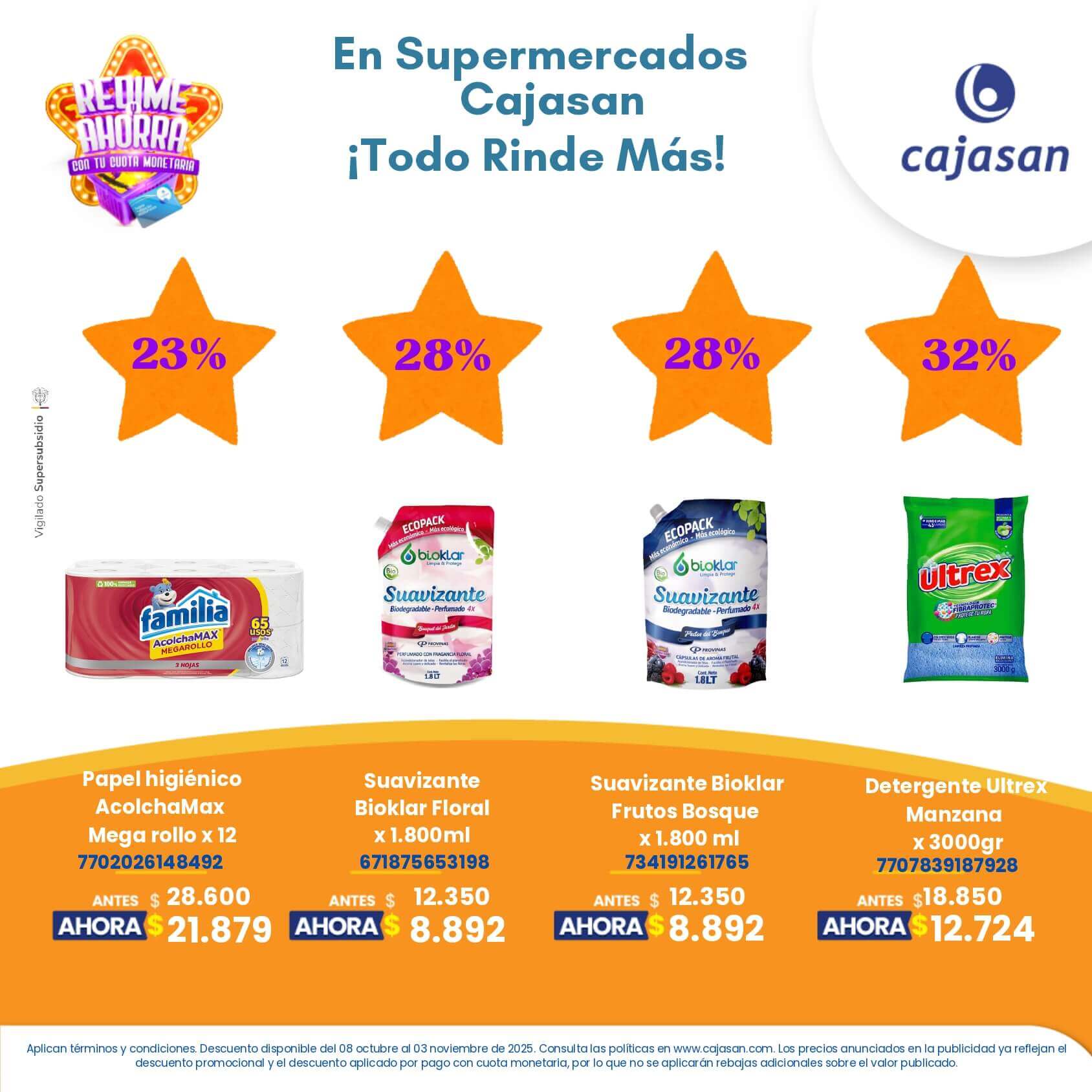 Descuentos en productos seleccionados en Supermercados Cajasan