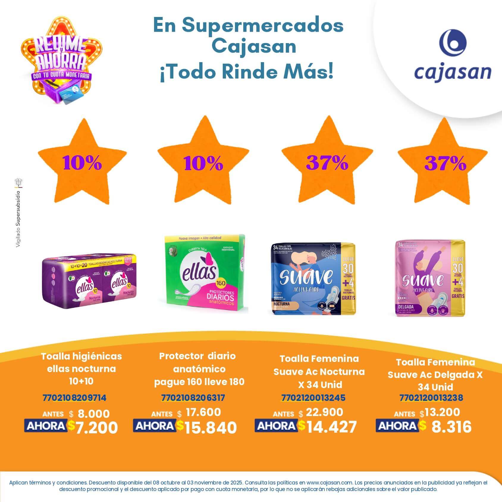 Descuentos en productos seleccionados en Supermercados Cajasan