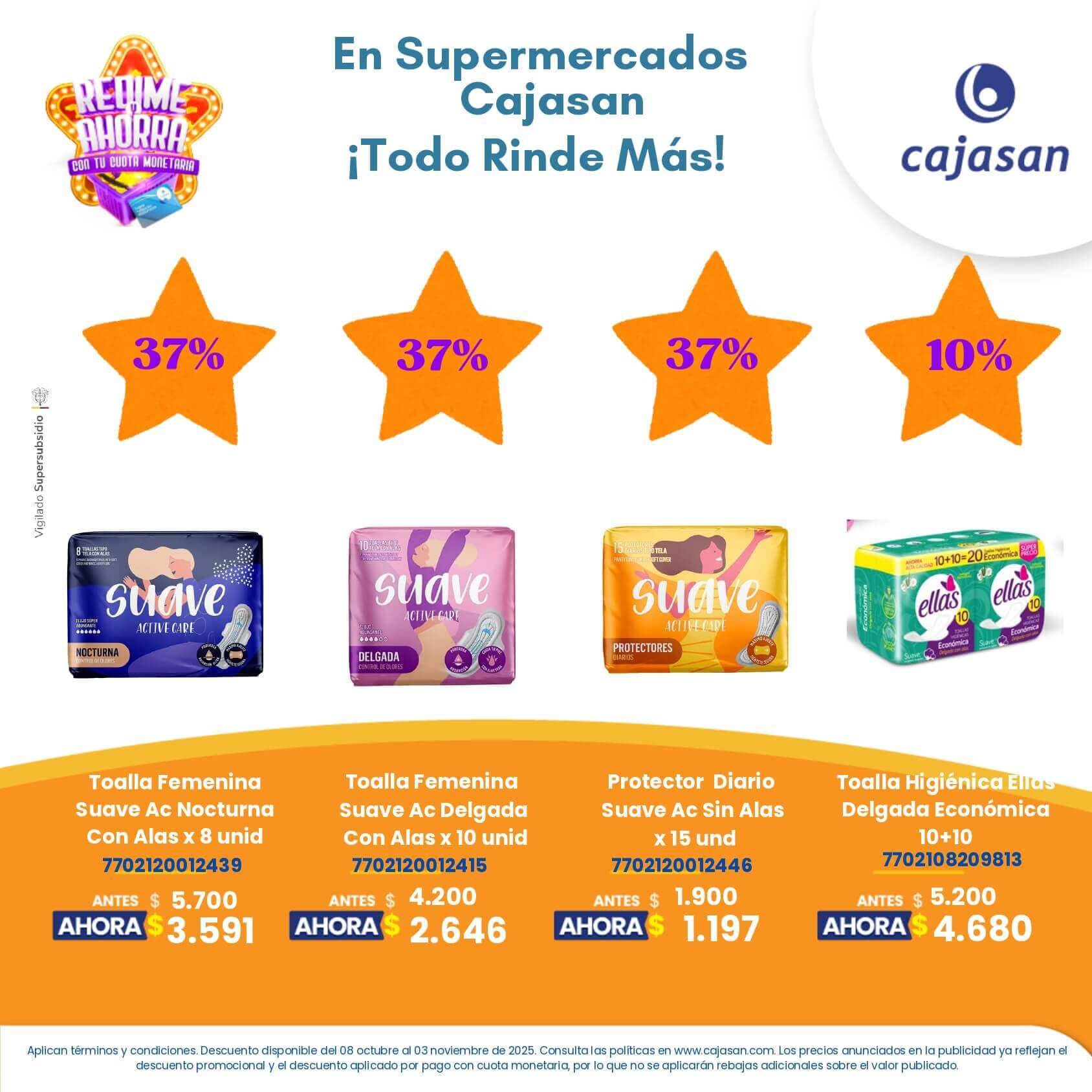 Descuentos en productos seleccionados en Supermercados Cajasan