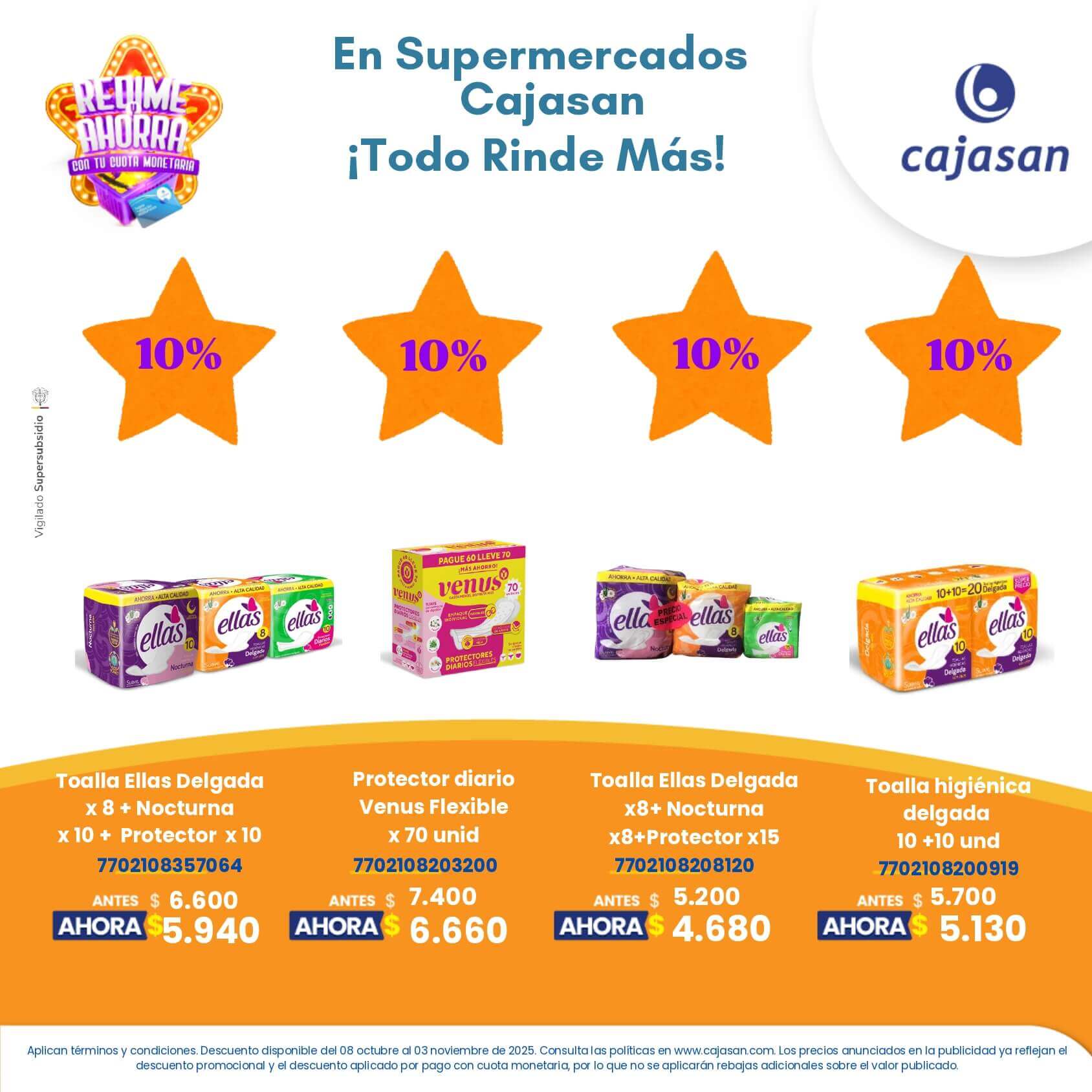 Descuentos en productos seleccionados en Supermercados Cajasan