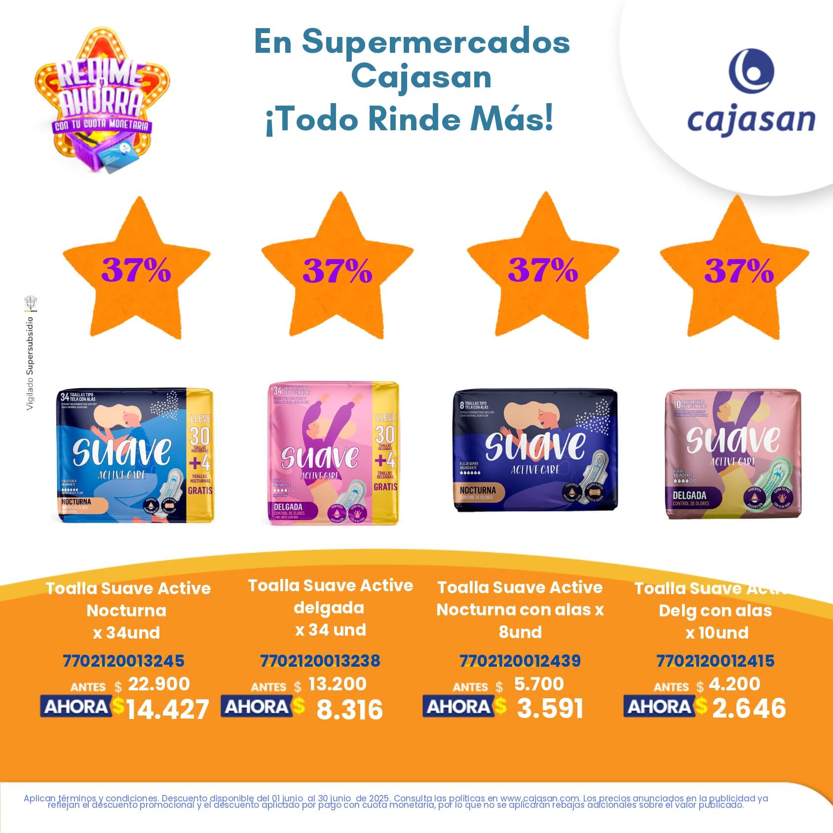 Promoción Redime y Ahorra en Supermercados Cajasan junio 2025 con descuentos en productos