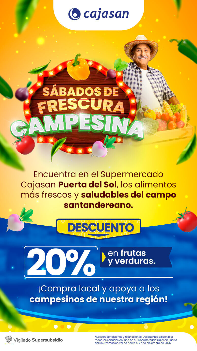 Frescura Campesina en Cajasan: 20% de descuento en frutas y verduras supermercado Puerta del Sol