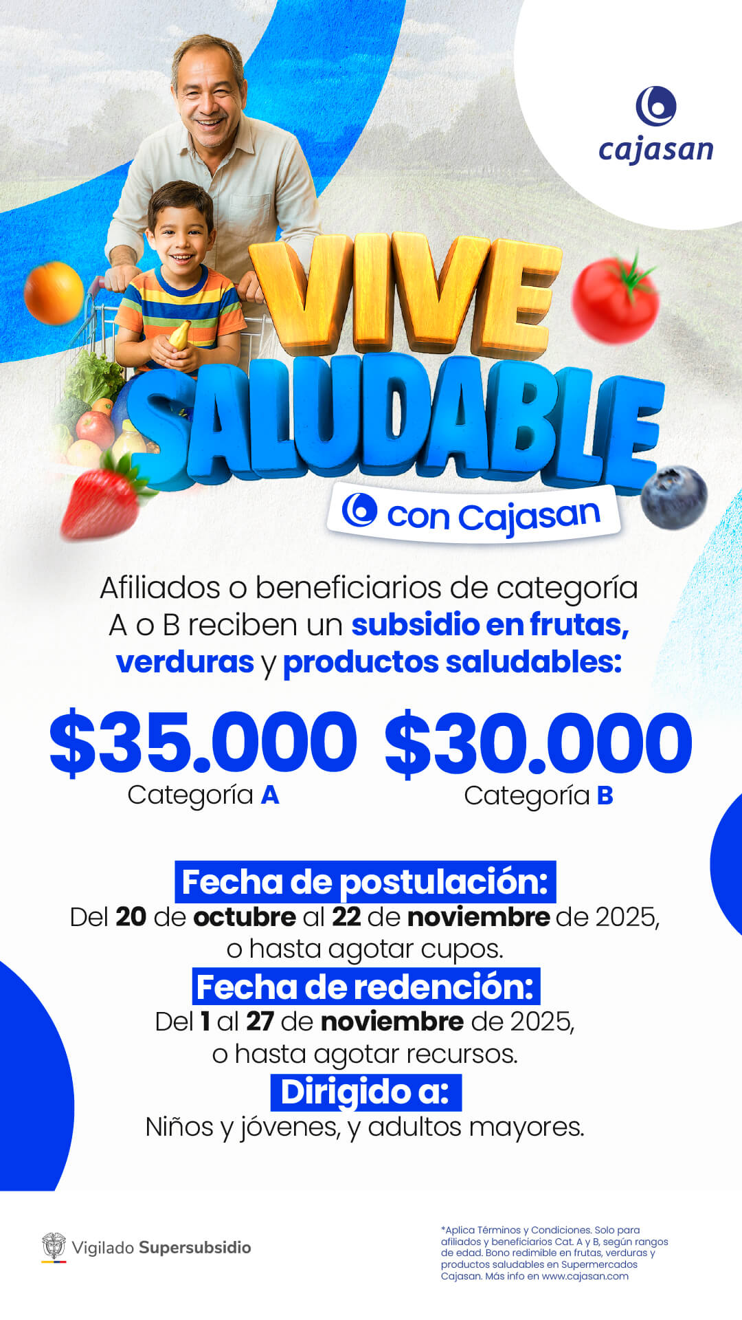Cajasan impulsa hábitos saludables con subsidios en frutas, verduras y productos nutritivos
