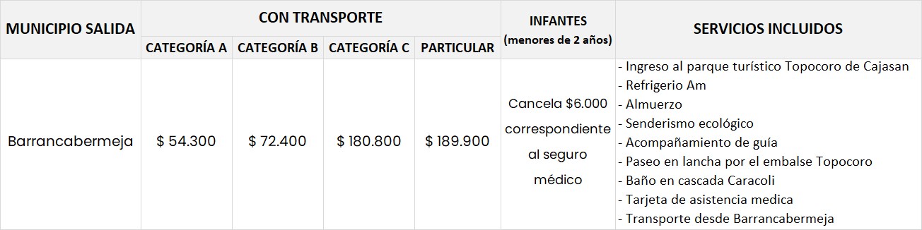 pasadia barranca con trasporte nov 2024