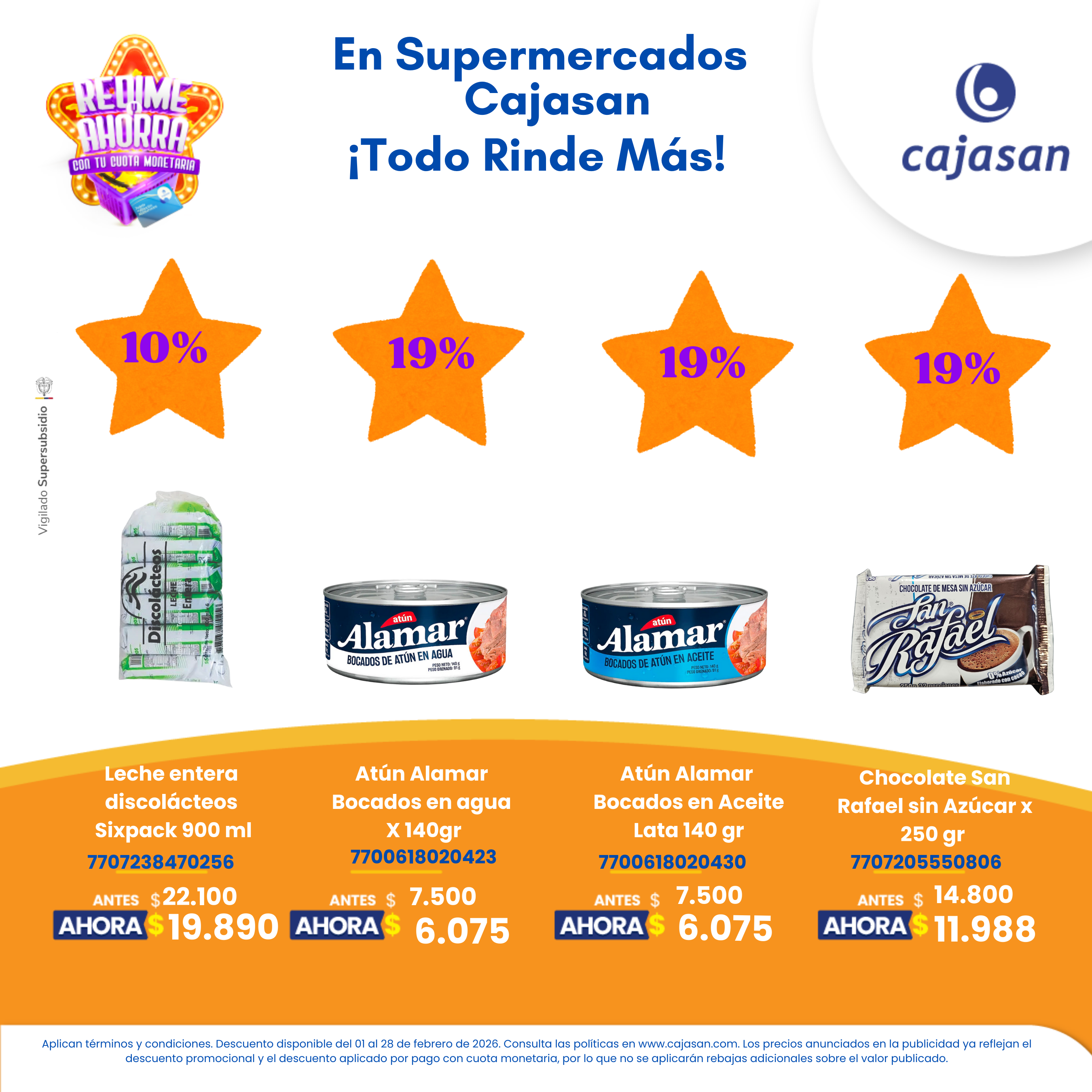Descuentos en productos seleccionados en Supermercados Cajasan