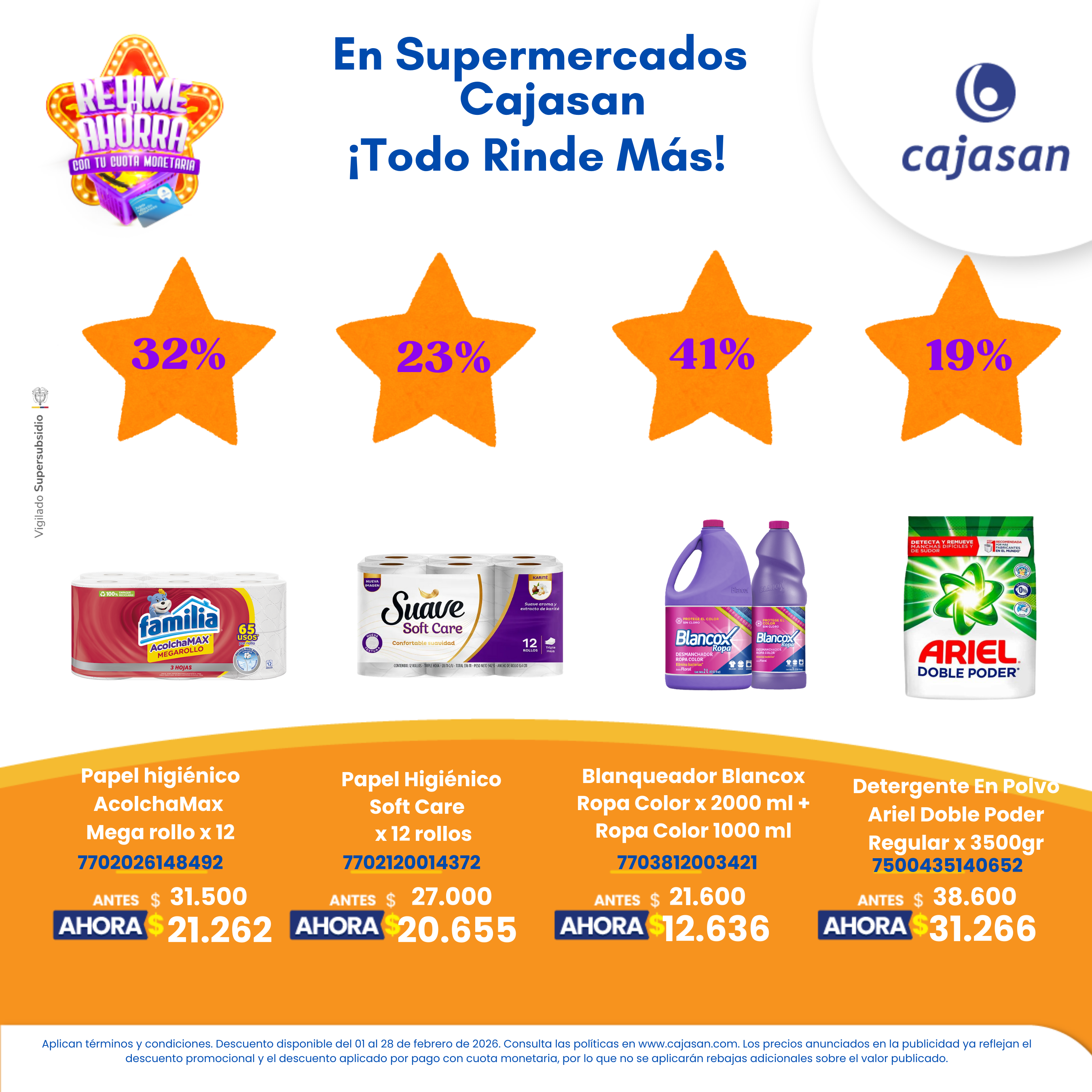 Descuentos en productos seleccionados en Supermercados Cajasan