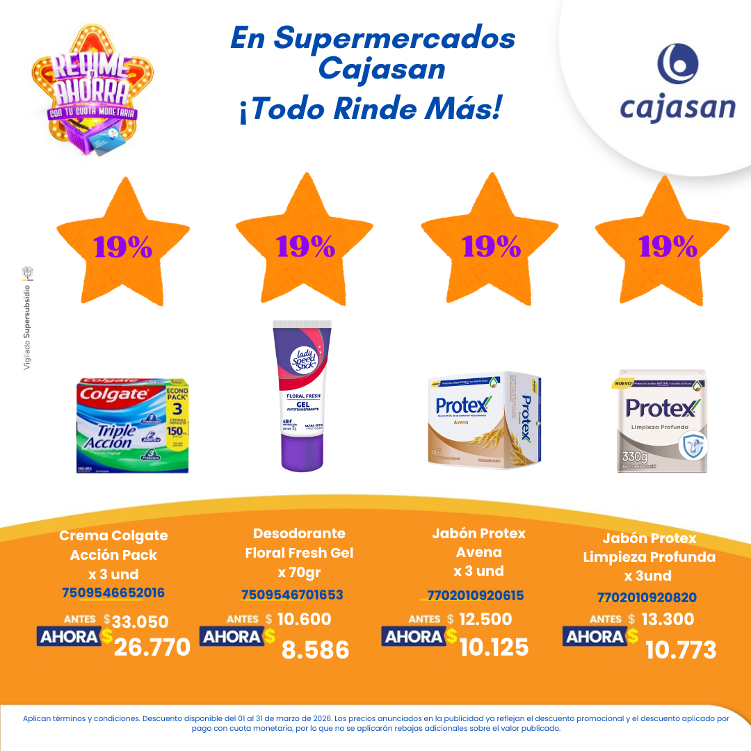 Descuentos en productos seleccionados en Supermercados Cajasan