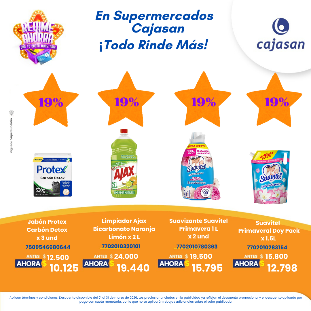 Descuentos en productos seleccionados en Supermercados Cajasan